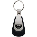Grille on Black Leather Teardrop Keychain - Officially Licensed for Jeep