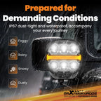 2X 5" LED Work Light Pods for Universal (IP67, Amber DRL, Spot/Flood Beam)