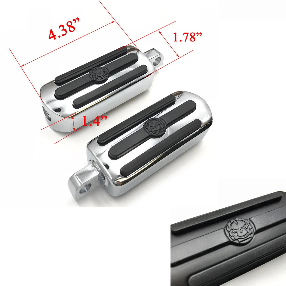 Black Gear Skull Footpegs for Harley Wide Glide Fat Boy Dyna (1984–2017)