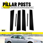 6x Pillar Posts Decal Trim for Acura TL (2004–2008) Gloss Black