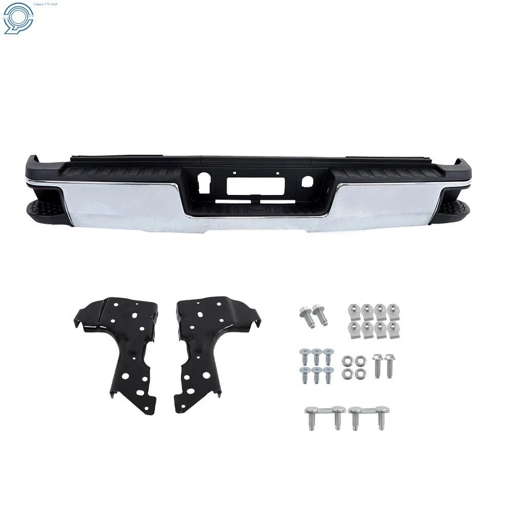 Rear Bumper Assembly for Silverado Sierra 2500 3500HD (2015–2019) Chrome Steel