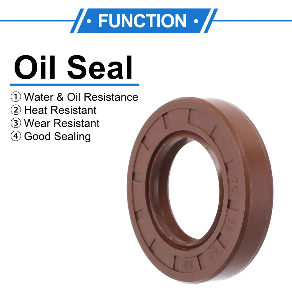 2X Oil Seal Rotary Shaft Seal for Various Models (35x62x12mm) FKM Rubber