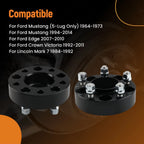 38mm Hub Centric Wheel Spacers for Ford Mustang Crown Victoria (1994–2004) 5x114.3mm 1/2x20