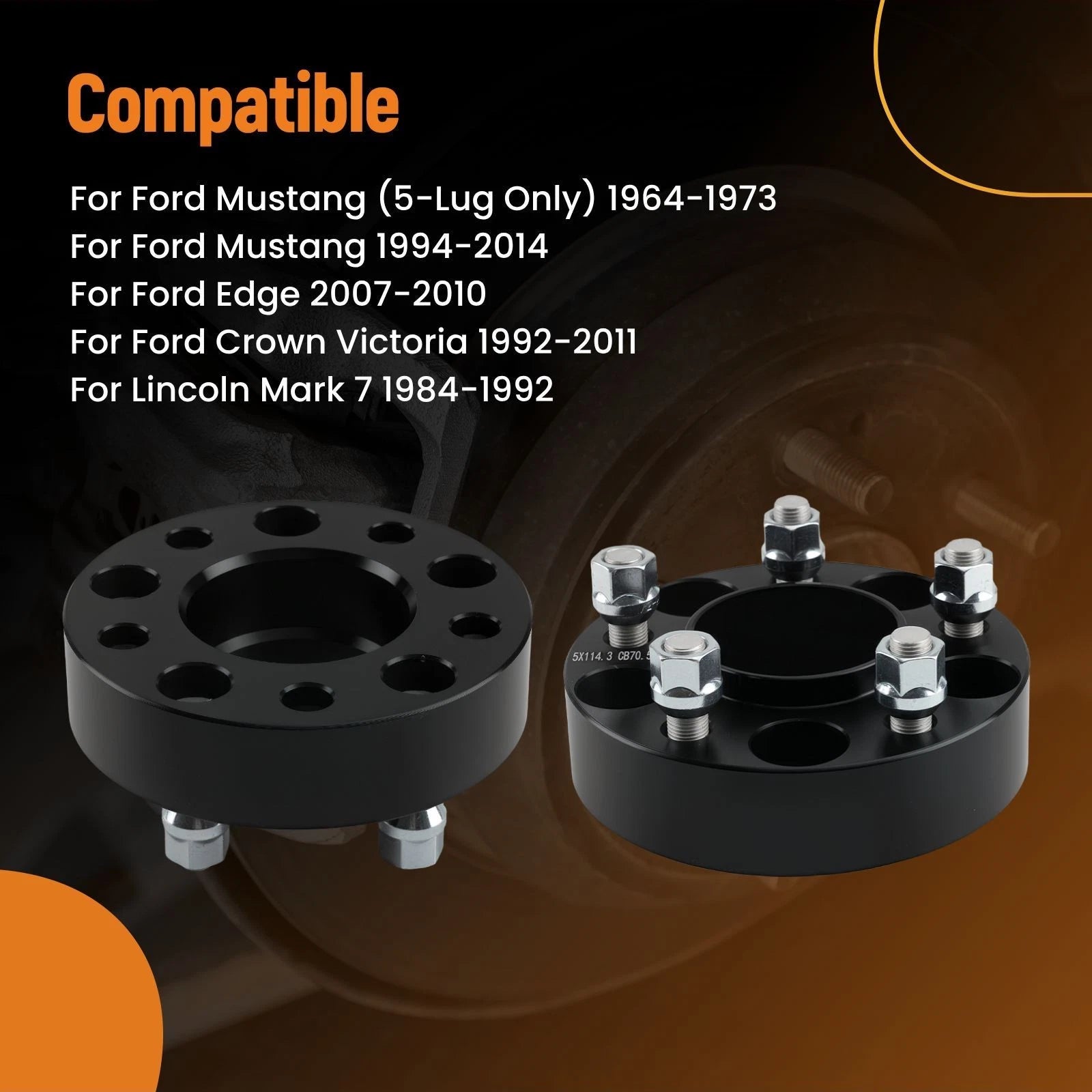 38mm Hub Centric Wheel Spacers for Ford Mustang Crown Victoria (1994–2004) 5x114.3mm 1/2x20