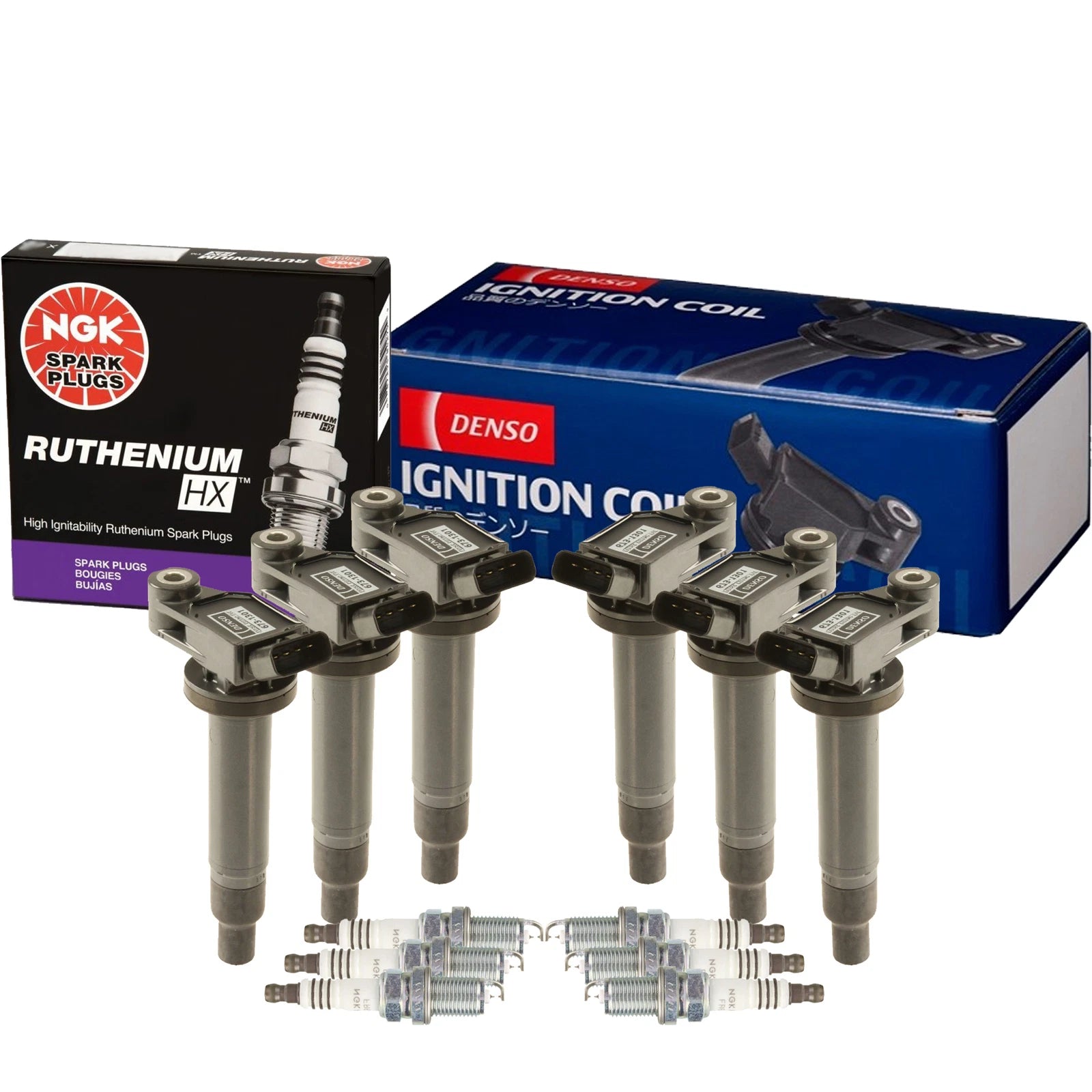 Set of 6 Ignition Coils & 6 Spark Plugs for Lexus Toyota (Denso, NGK)