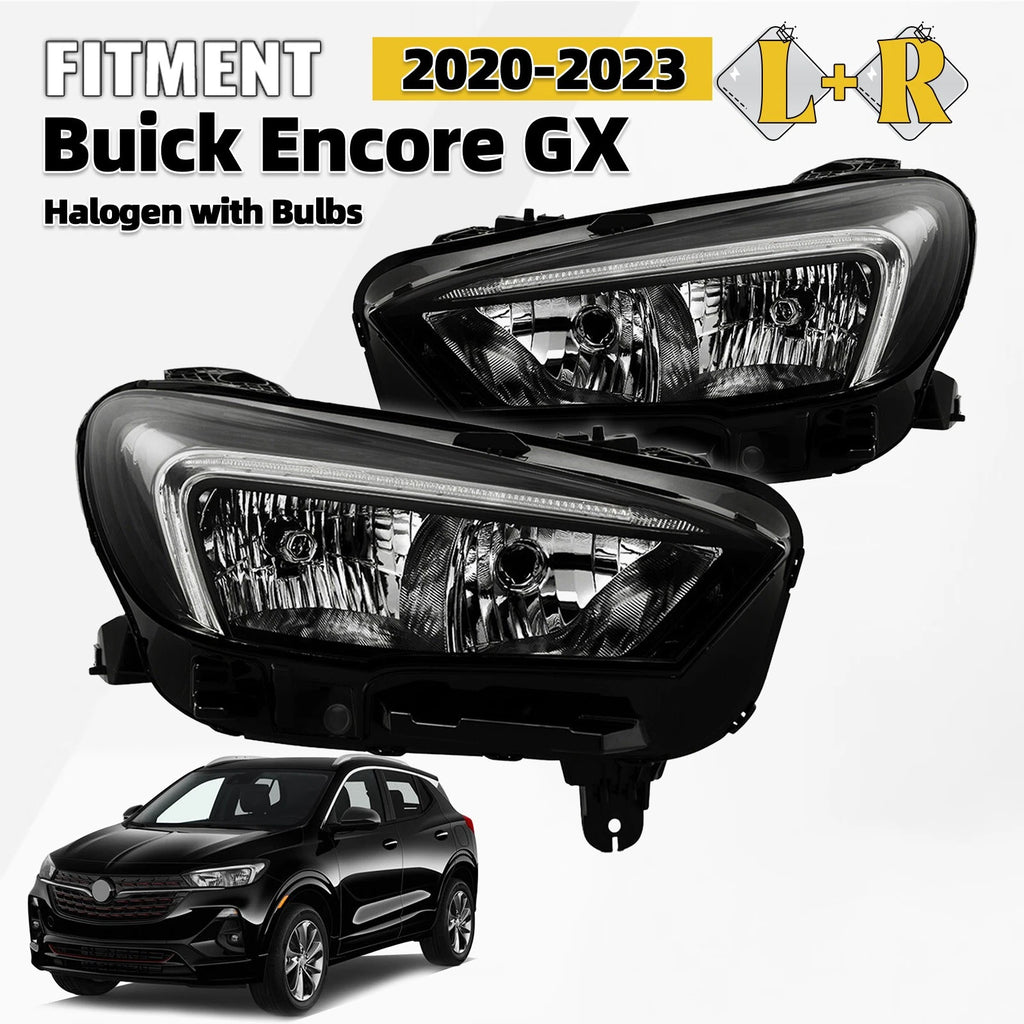 Halogen Headlight Set for Buick Encore GX (2020–2023) w/LED DRL, Left+Right