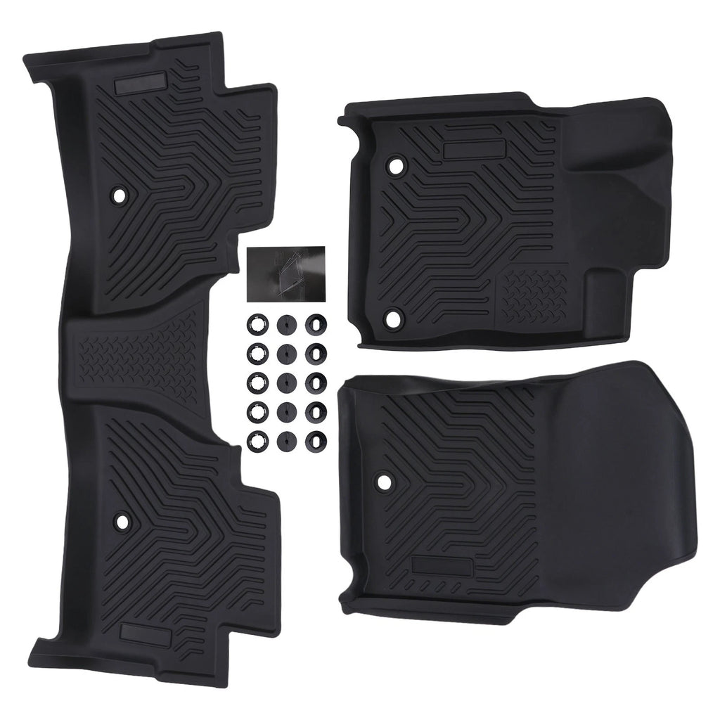 Set of 2 Black All Weather Floor Mats for Toyota Tundra CrewMax (2014–2021) TPE Waterproof