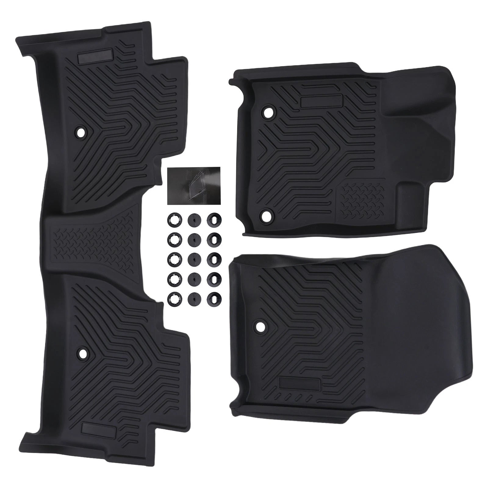 Set of 2 Black All Weather Floor Mats for Toyota Tundra CrewMax (2014–2021) TPE Waterproof