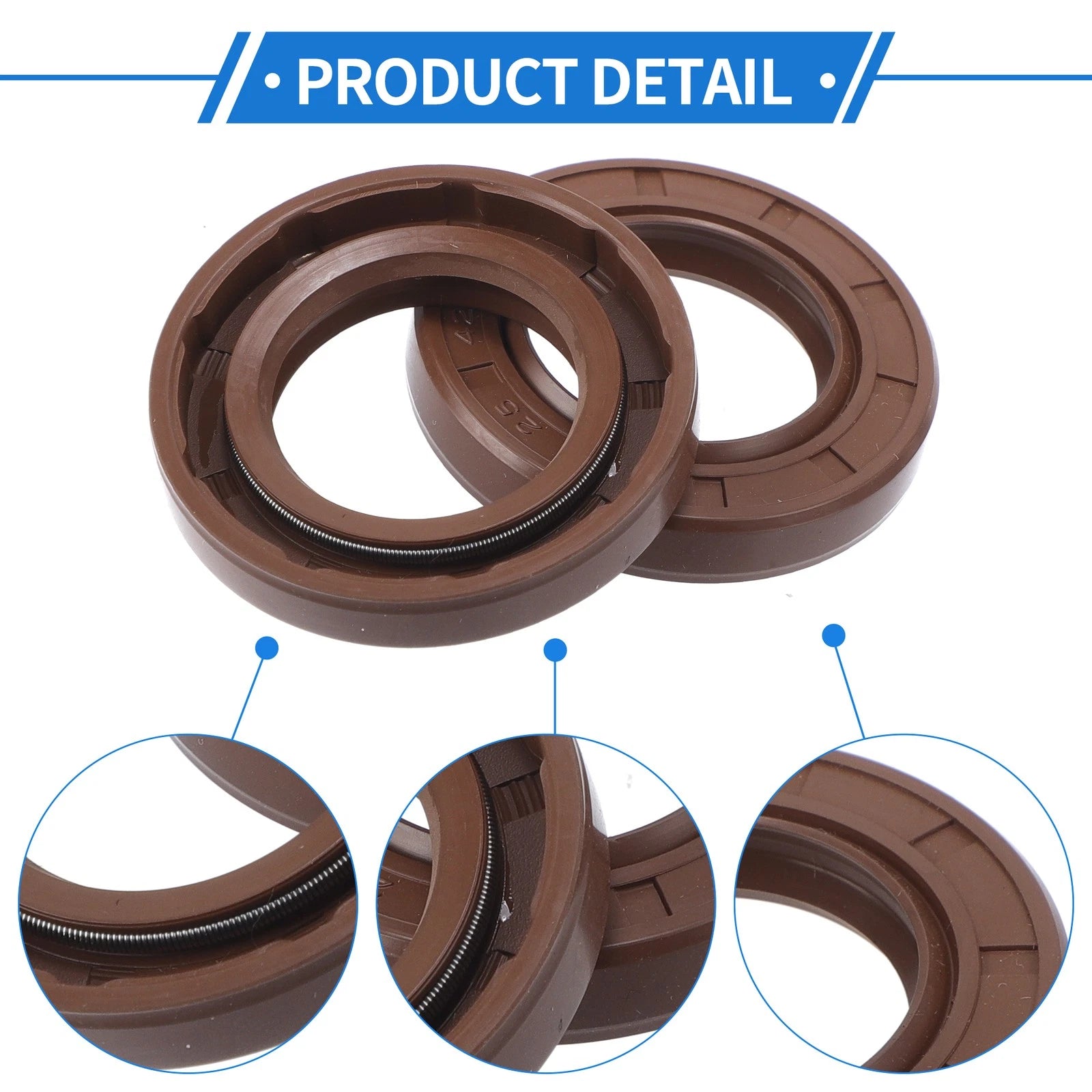 Set of 2 Oil Seal Rotary Shaft Seal FKM Rubber 25x42x7mm