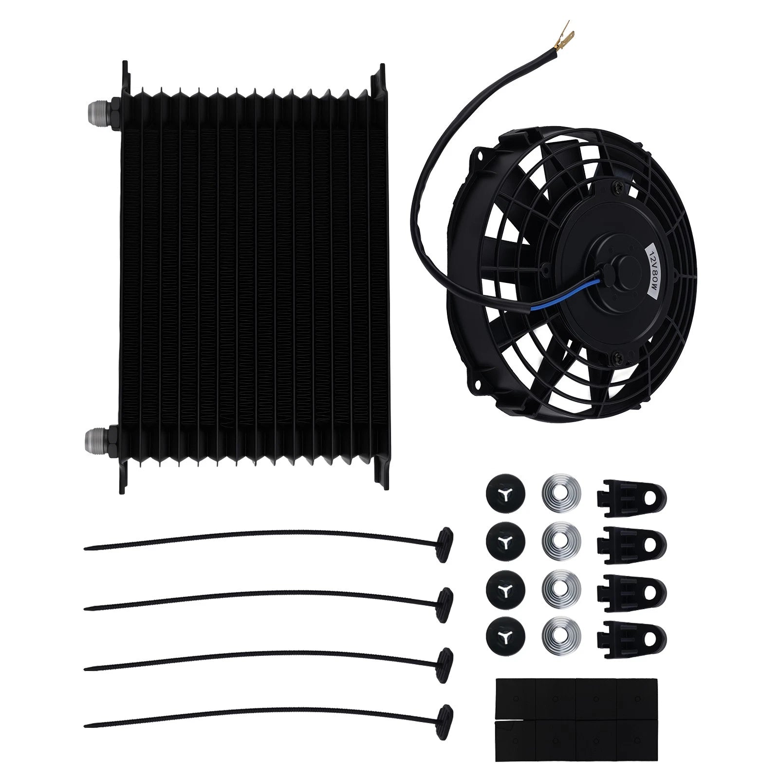 15 Row Transmission Oil Cooler 10AN with 7" Cooling Fan for Universal