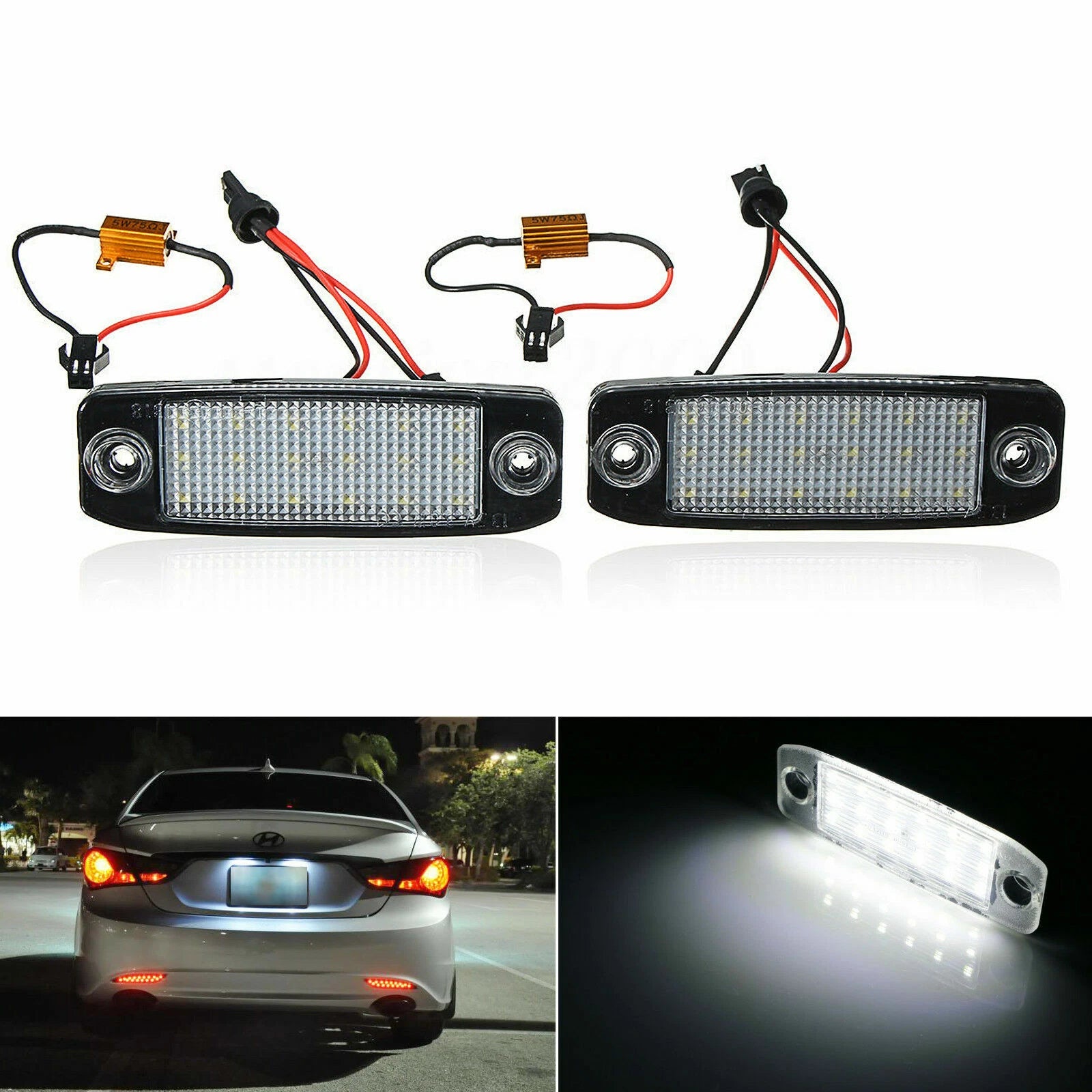 White LED License Plate Light for Hyundai Sonata i40 i45 (2011–2014)