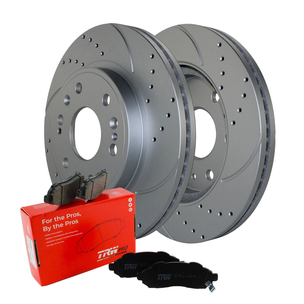 Front Brake Kit 330mm Drilled Disc Rotors & TRW Metallic Pads for Chevrolet GMC