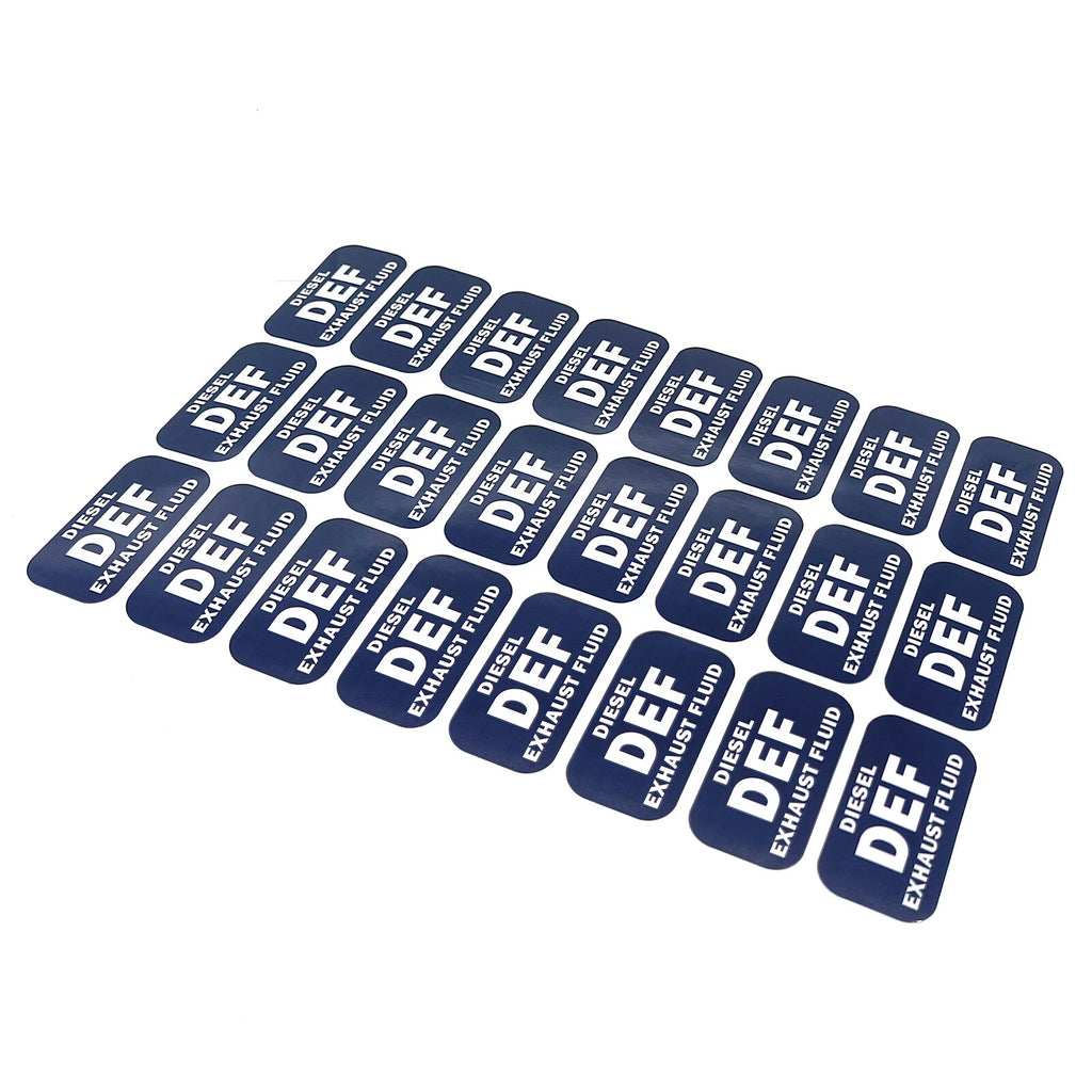 DEF Diesel Exhaust Fluid Sticker Decal for Various Vehicles (1x2 inch, Set of 24)