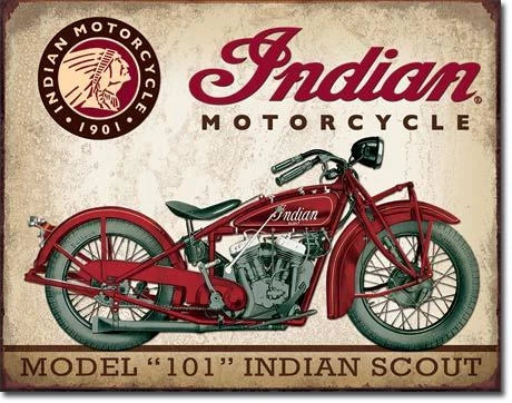 Vintage Replica Tin Metal Sign for Indian Motorcycle Model 101 Scout (1933)