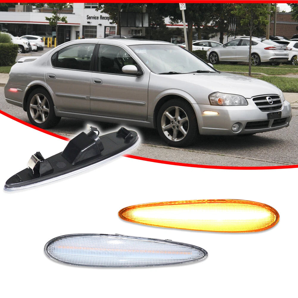 Clear Amber LED Front Side Marker Lights for Nissan Maxima (2000–2003)