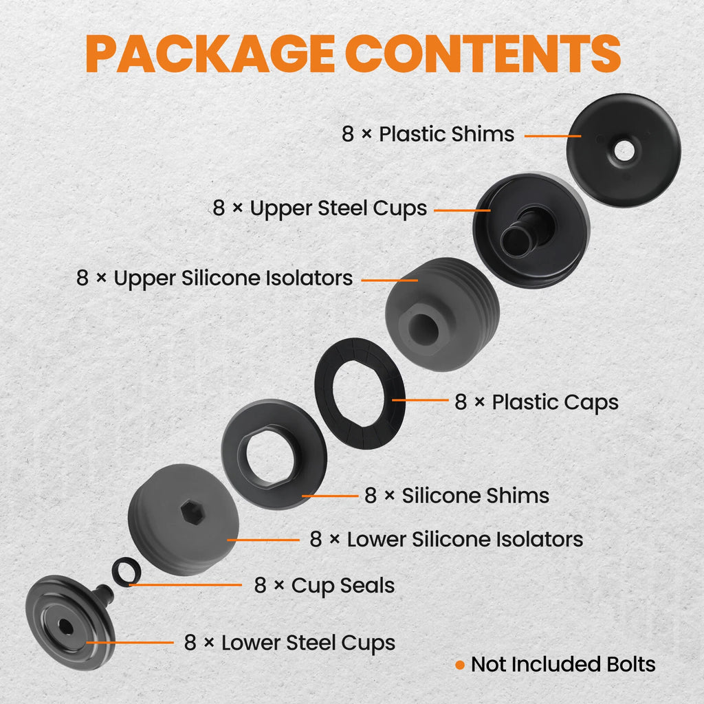 Silicone Body Mount Bushings Kit for Ford Super Duty F-250 (2008–2016)