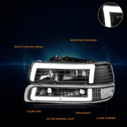 C-Shape LED DRL Headlights + Bumper Lamps for Silverado/Tahoe (1999–2006)