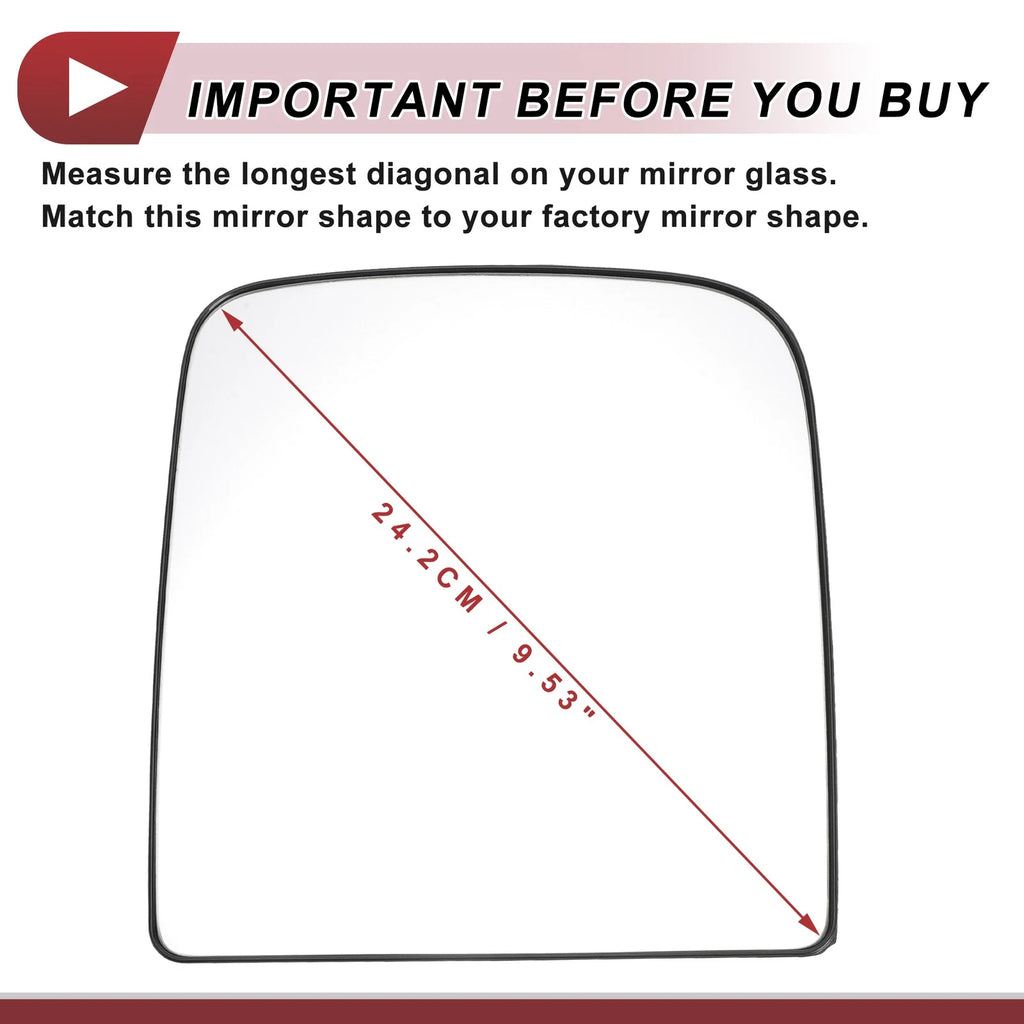 Heated Left Driver Side Tow Mirror Glass for Dodge 