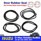 Door Rubber Weatherstrip Front Rear Set 4 Fits Isuzu D-Max TFR 4D Pickup 2003-11