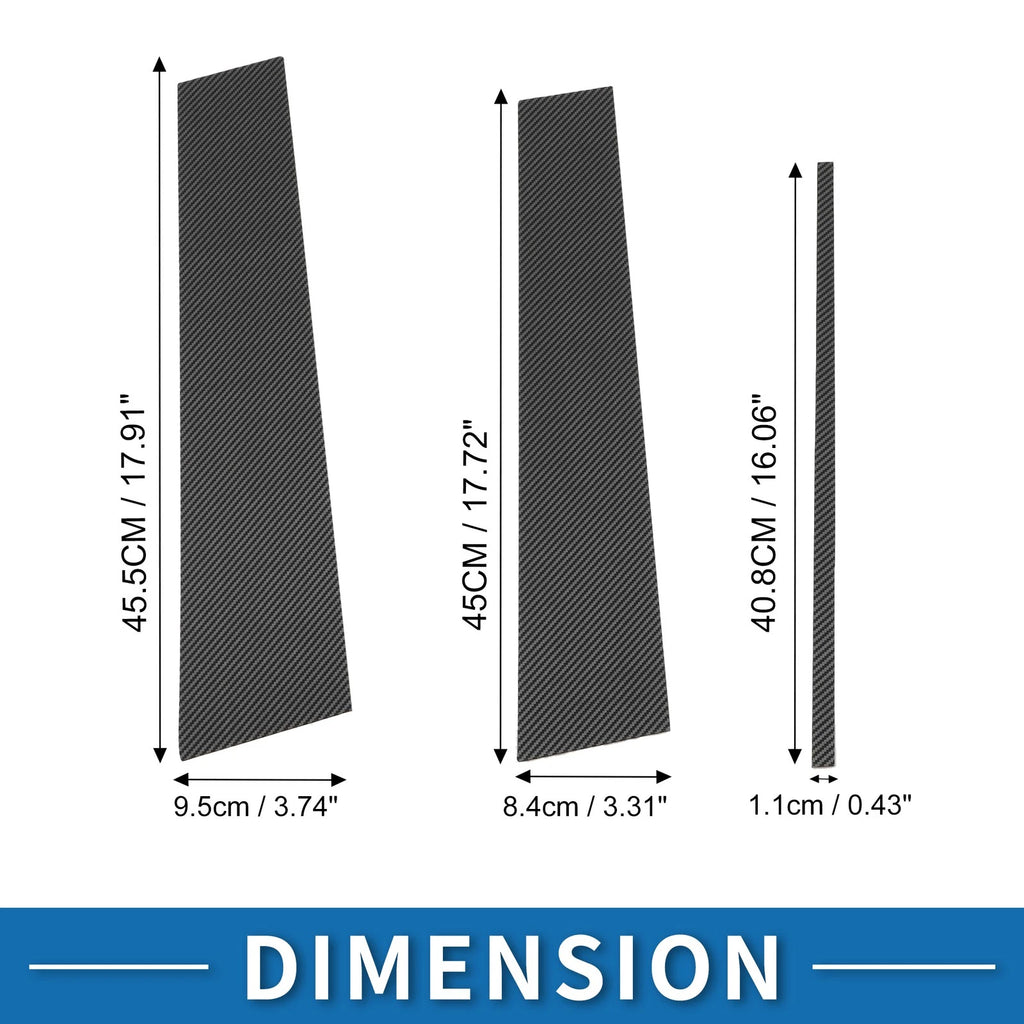 Set of 6 Door Pillar Window Trim for Toyota Fortuner (2015–2023) Carbon Fiber