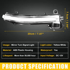 Mirror Turn Signal Light for BMW Plastic Black Transparent 1 Pair