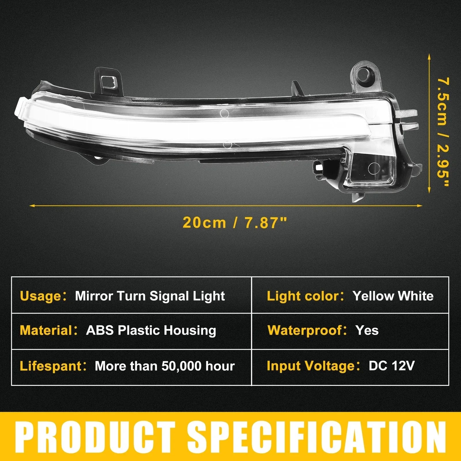 Mirror Turn Signal Light for BMW Plastic Black Transparent 1 Pair