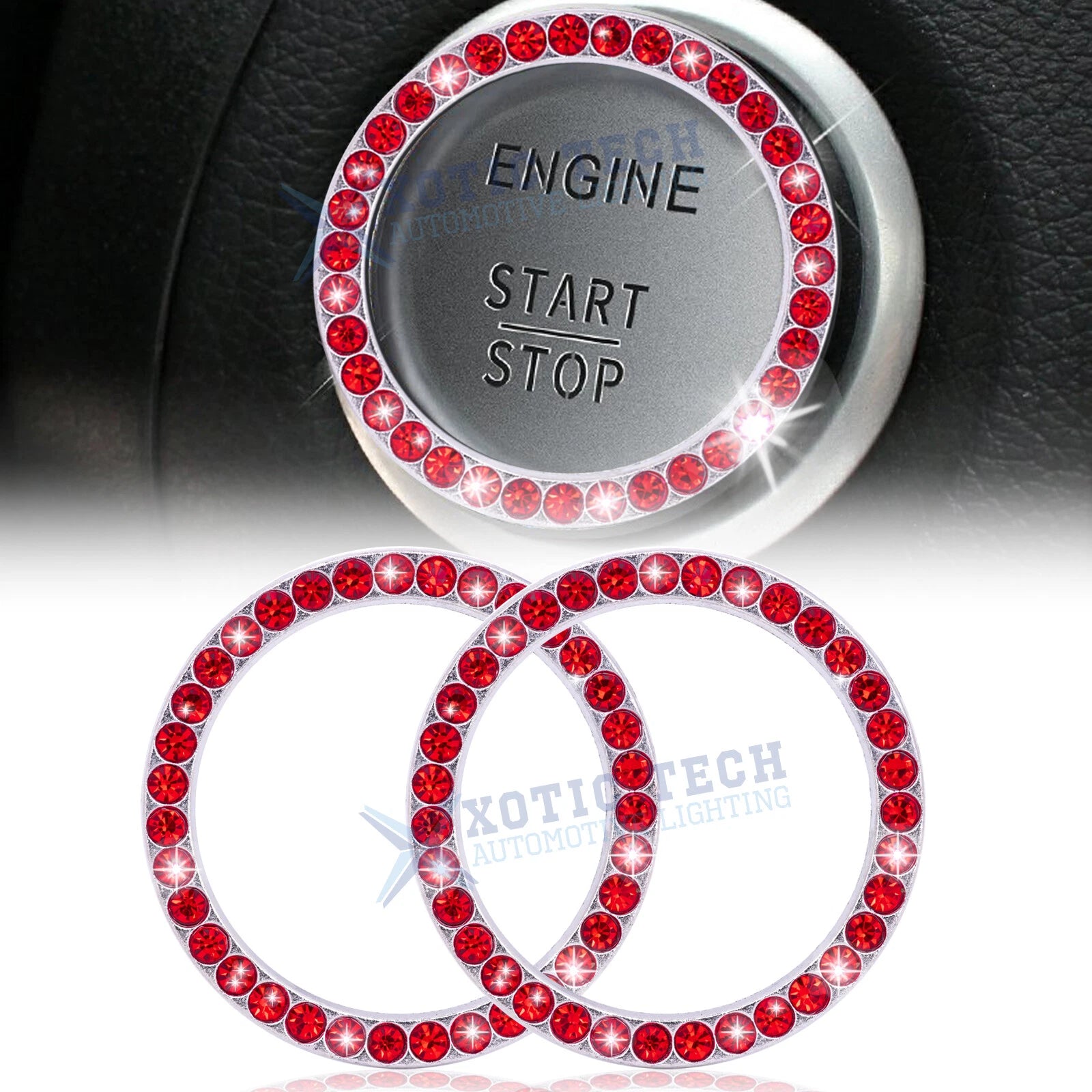 Shiny Red Crystal Push to Start Button for Car SUVs Vans (Universal)