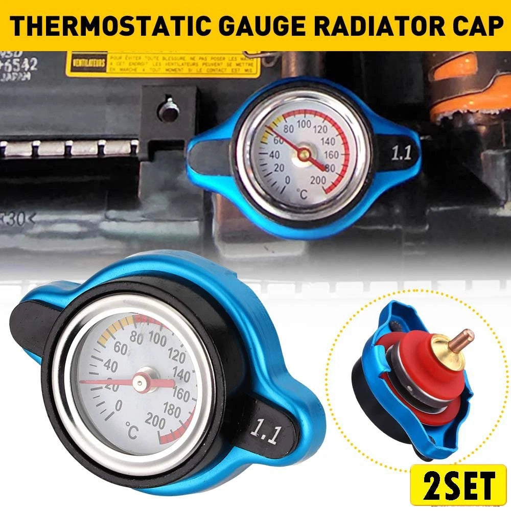 2X Thermostatic Gauge Radiator Cap Cover for Car (1.1 Bar)