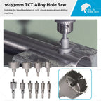 TCT Carbide Tip Hole Saw Set for Metal Stainless Steel (16-53mm)