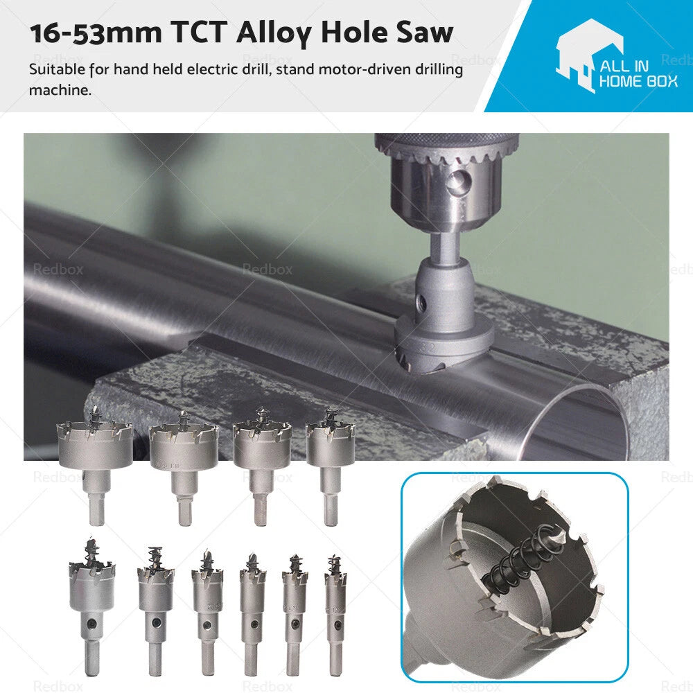 TCT Carbide Tip Hole Saw Set for Metal Stainless Steel (16-53mm)