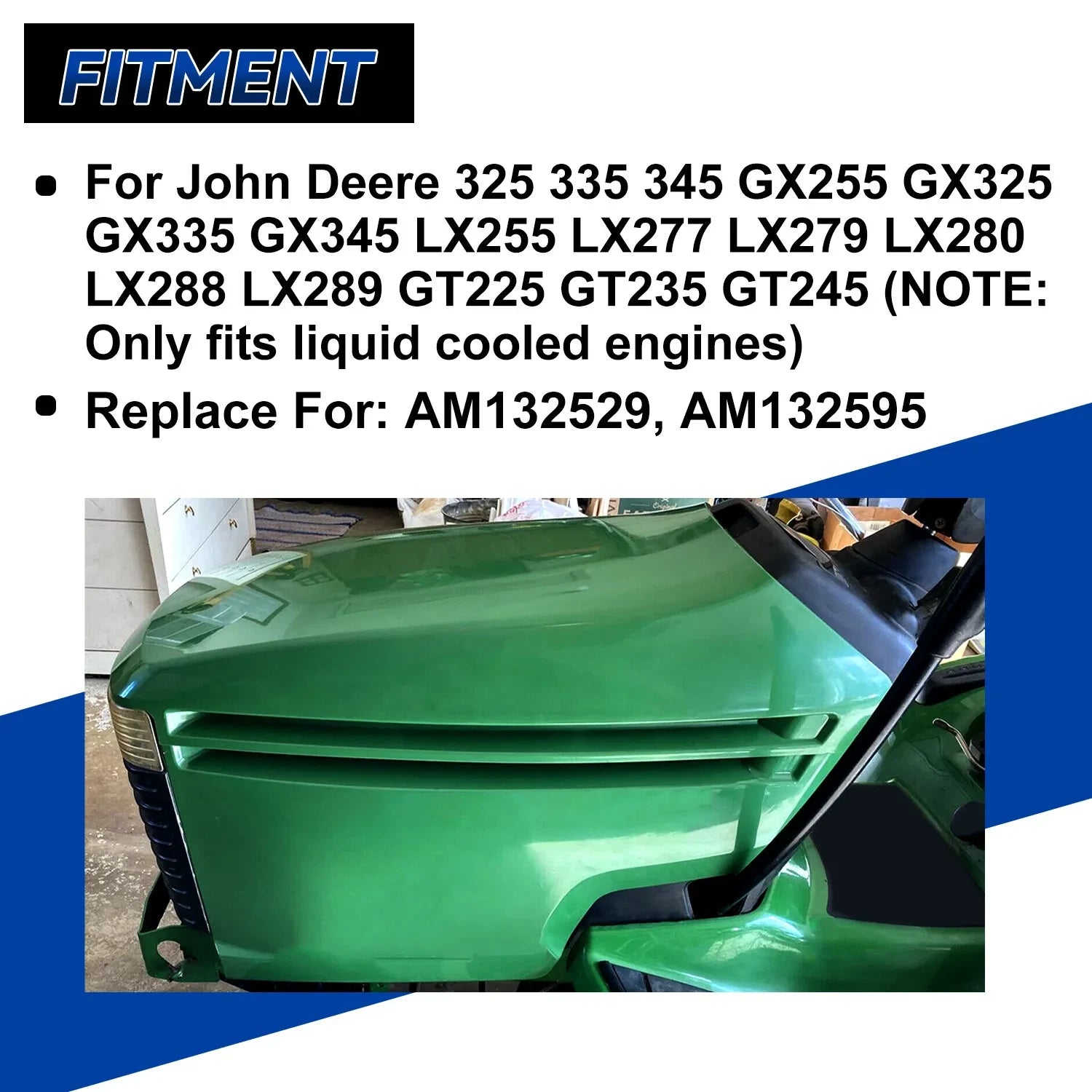 Lower Upper Hood Kit for John Deere LX277 LX279 LX280 LX288 LX289 (#AM132688)