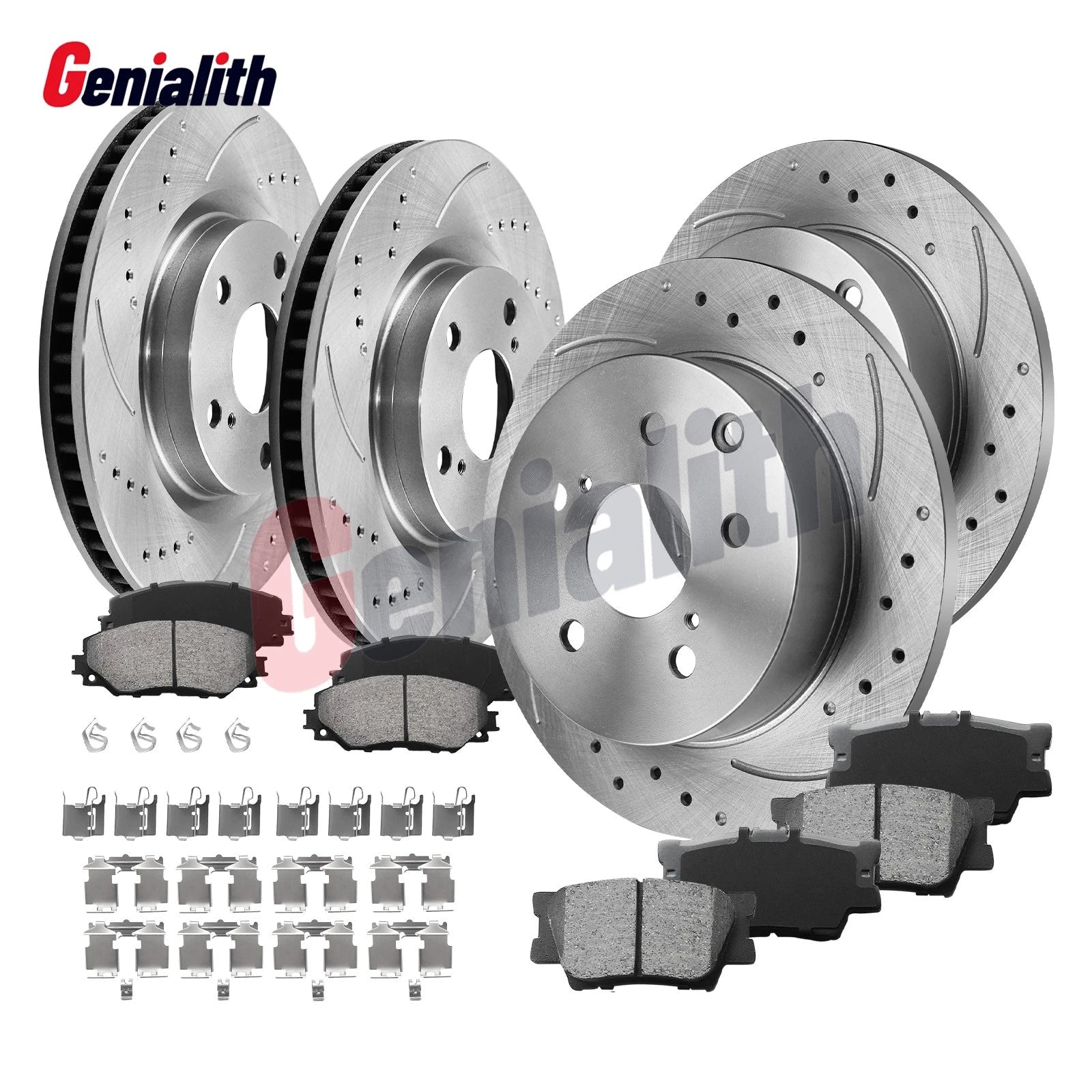 Set of 2 Front & Rear Brake Rotors & Pads for Toyota RAV4 (2006–2018)