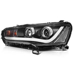 Pair of Black Projector Headlights for Mitsubishi Lancer EVO (2008–2017)