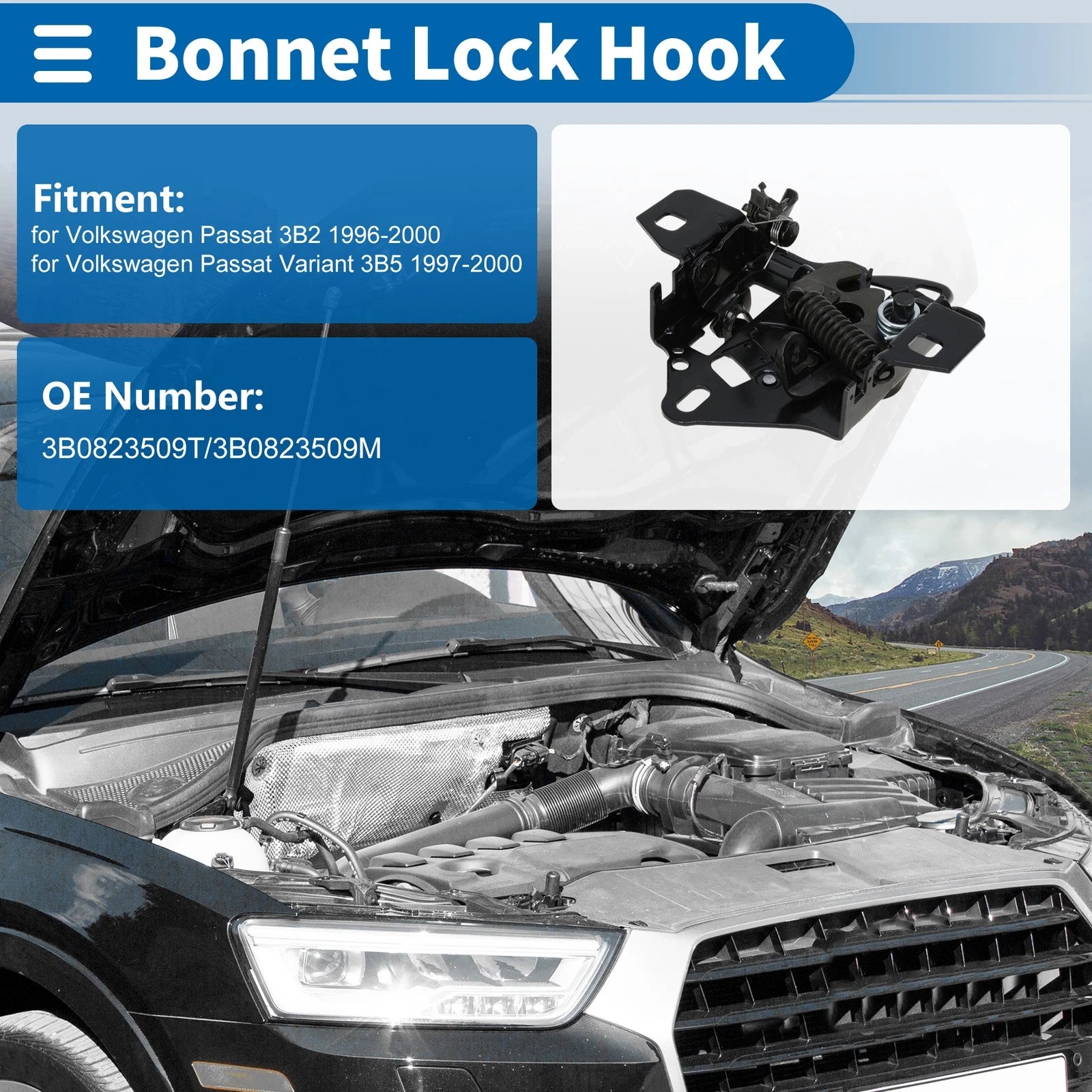 Hood Latch Assembly for Volkswagen Passat (1996–2000) 3B0823509T