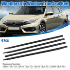 Set of 4 Weatherstrip Window Trim Seal Belts for Honda Civic (2016–2021)