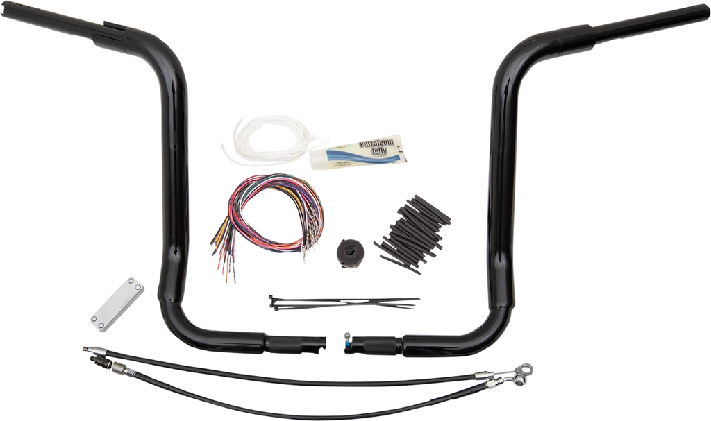 1-1/2" EZ Install Rounded Top Handlebar Kit for Harley (16", Black)