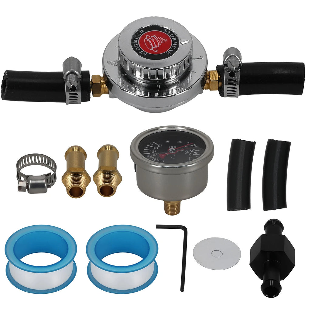 Universal Adjustable Fuel Pressure Regulator Kit for Carburetor Engines (1-5 PSI)