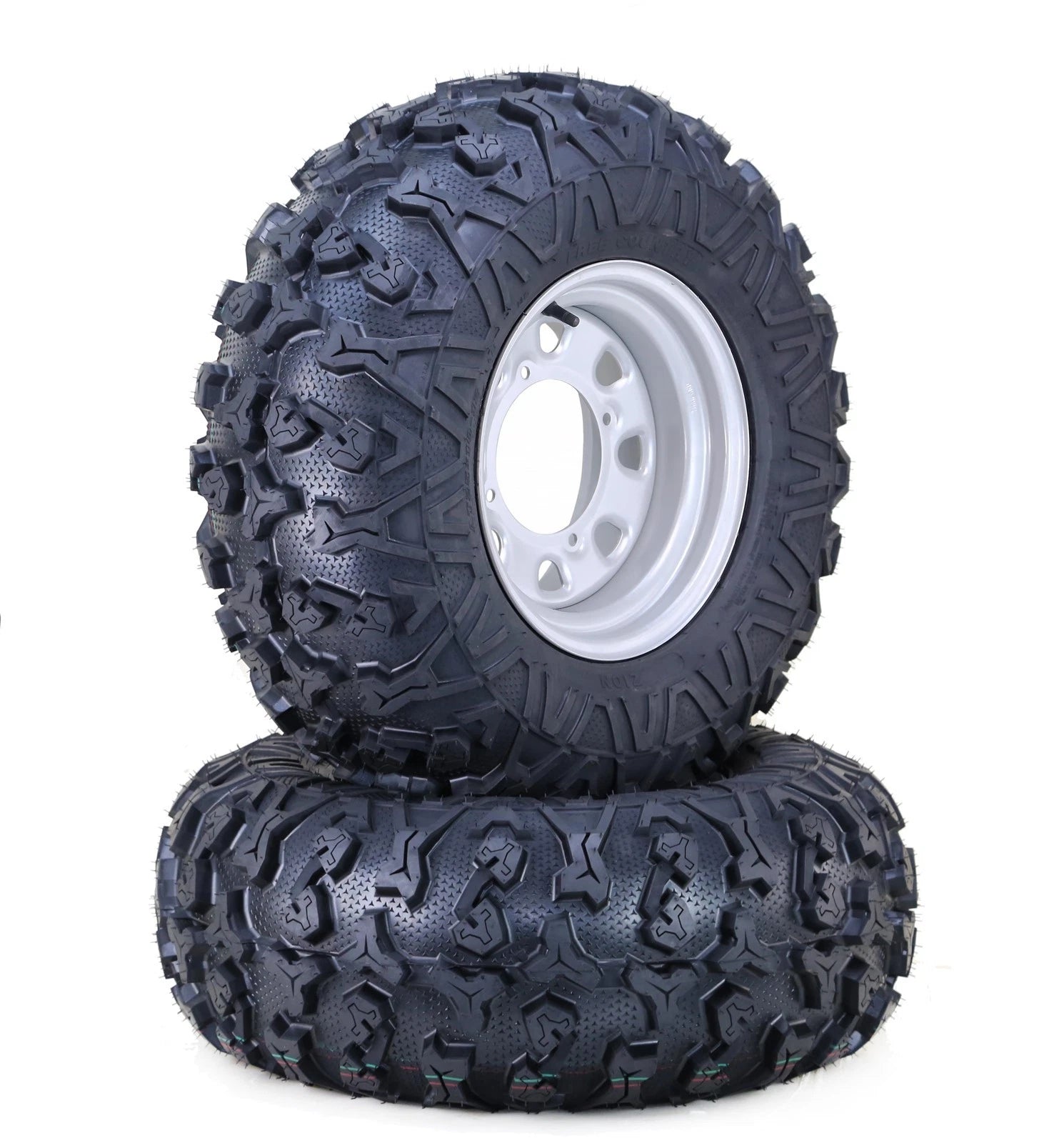 Set of 2 Free Country ATV Tires & Wheels 25x10-12 8-Ply 4-156 PCD 4+3 Silver