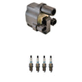 Set of 4 Hitachi COP Ignition Coils & Denso Iridium Spark Plugs for Mazda MPV (1991–1994)
