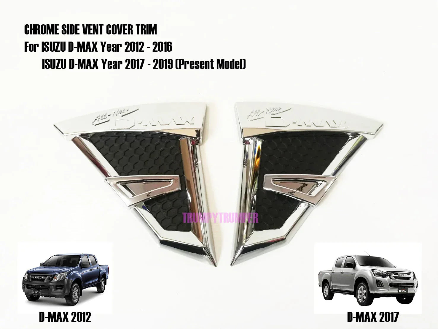 Chrome Side Vent Indicator Door Cover Trim for Isuzu D-Max 2012-2019