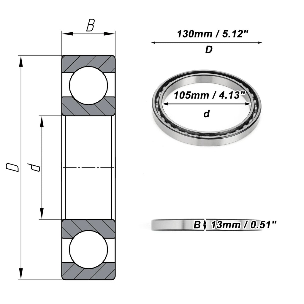 Deep Groove Ball Bearing 105x130x13mm for Scooter Skateboard (1 Pc)