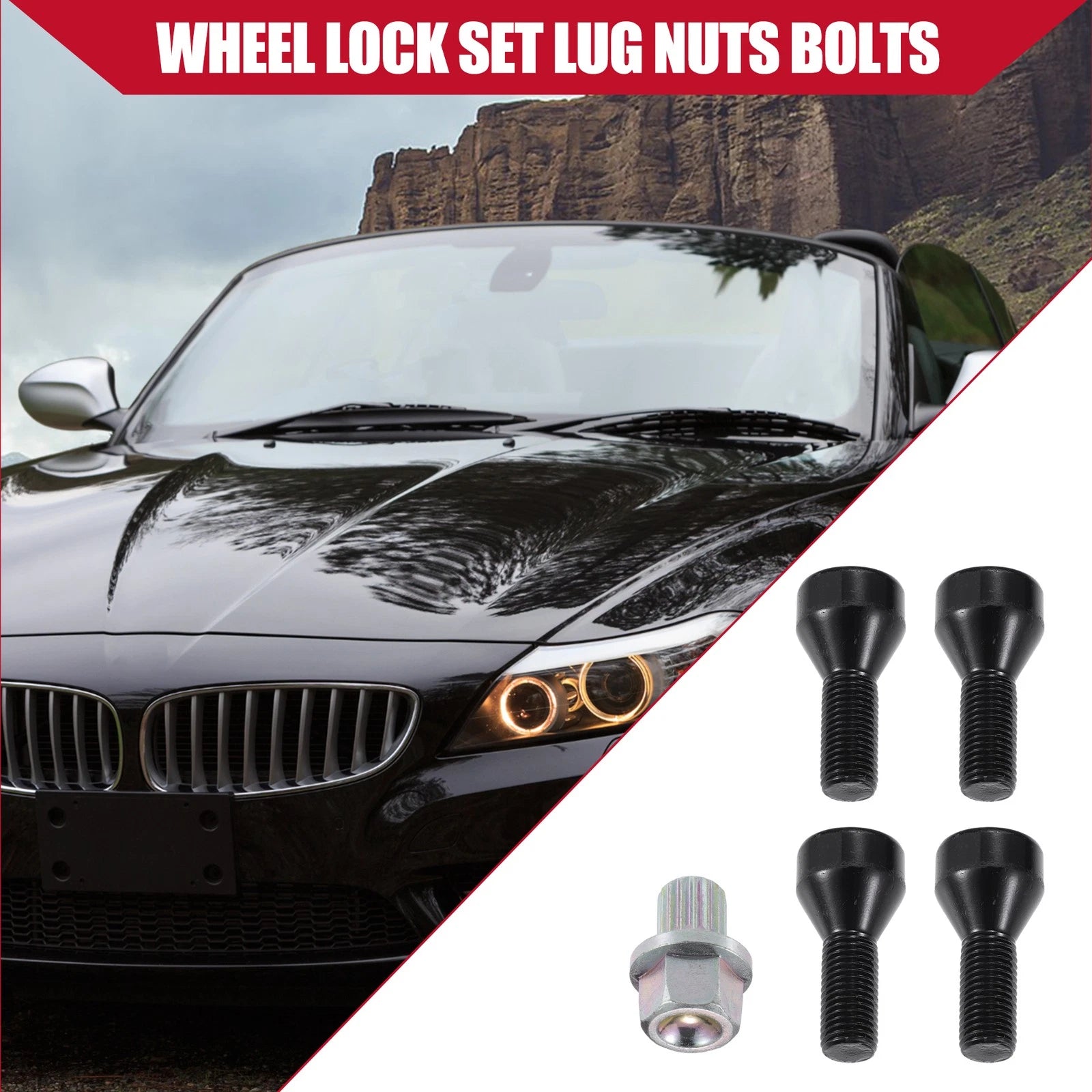 Set of 4 Wheel Lock Lug Nuts Bolts for BMW 528i Z4 328i 330i (No.36136786419)