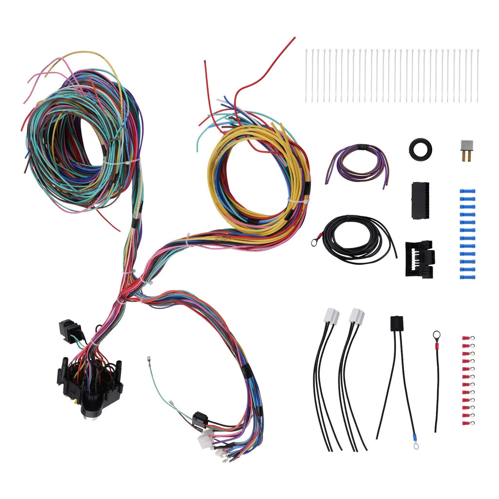 Universal Extra Long Wires 21 Circuit Wiring Harness For Chevy Ford Jeep Ford | Universal Fitment | 2 Years Manufacturer Warranty