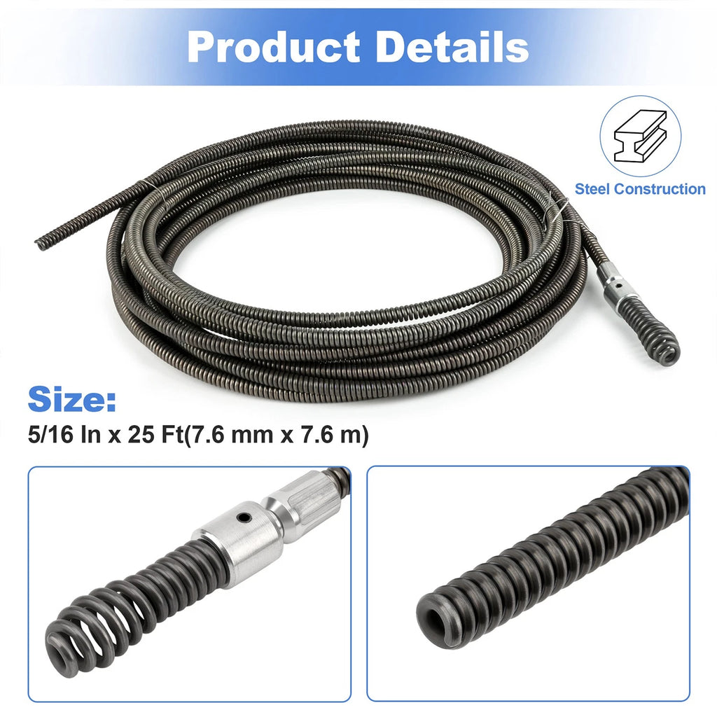 Drain Cleaning Cable 5/16 In. X 25 Ft. for G2037506, 4MY89, 4Z661