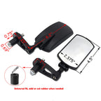 2X Black 7/8" 22mm Rectangle CNC Motorcycle Rear View Mirrors for