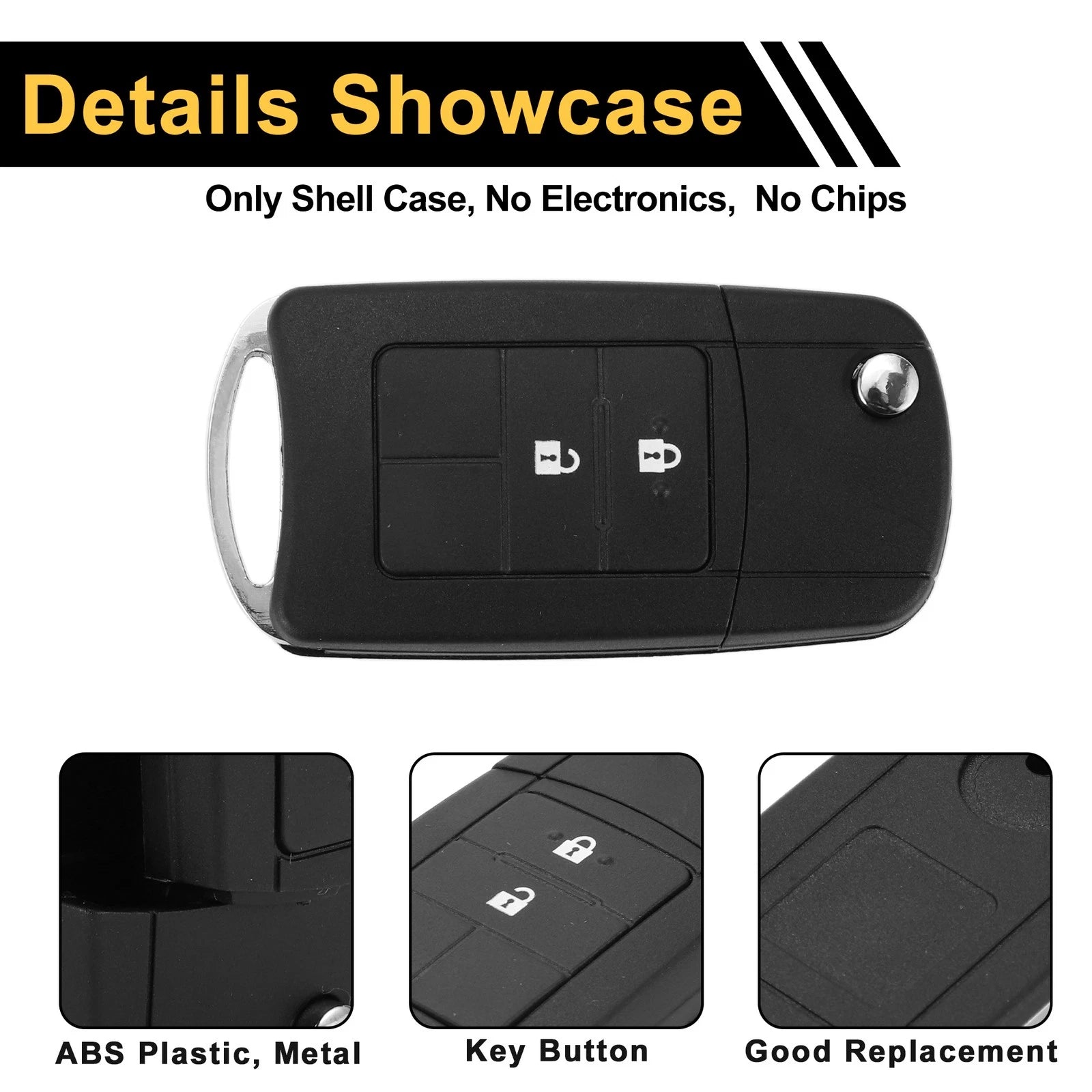 2 Button Key Fob Shell Case for Toyota RAV4 (2013–2015) Black
