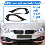 Fog Light Grill Set of 2 No.51117294839/51117294840 for BMW 428i (2014–2016) Black ABS