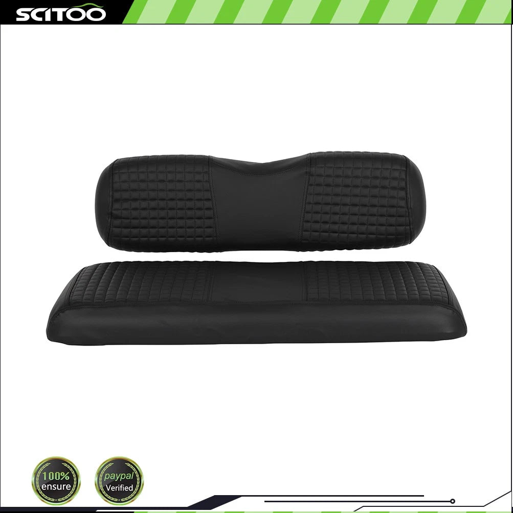 Universal Black Vinyl Golf Cart Seat & Back Cushion Covers