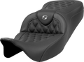 SADDLEMEN Roadsofa Seat for Motorcycle (Lattice Stitch, Dark Gray)