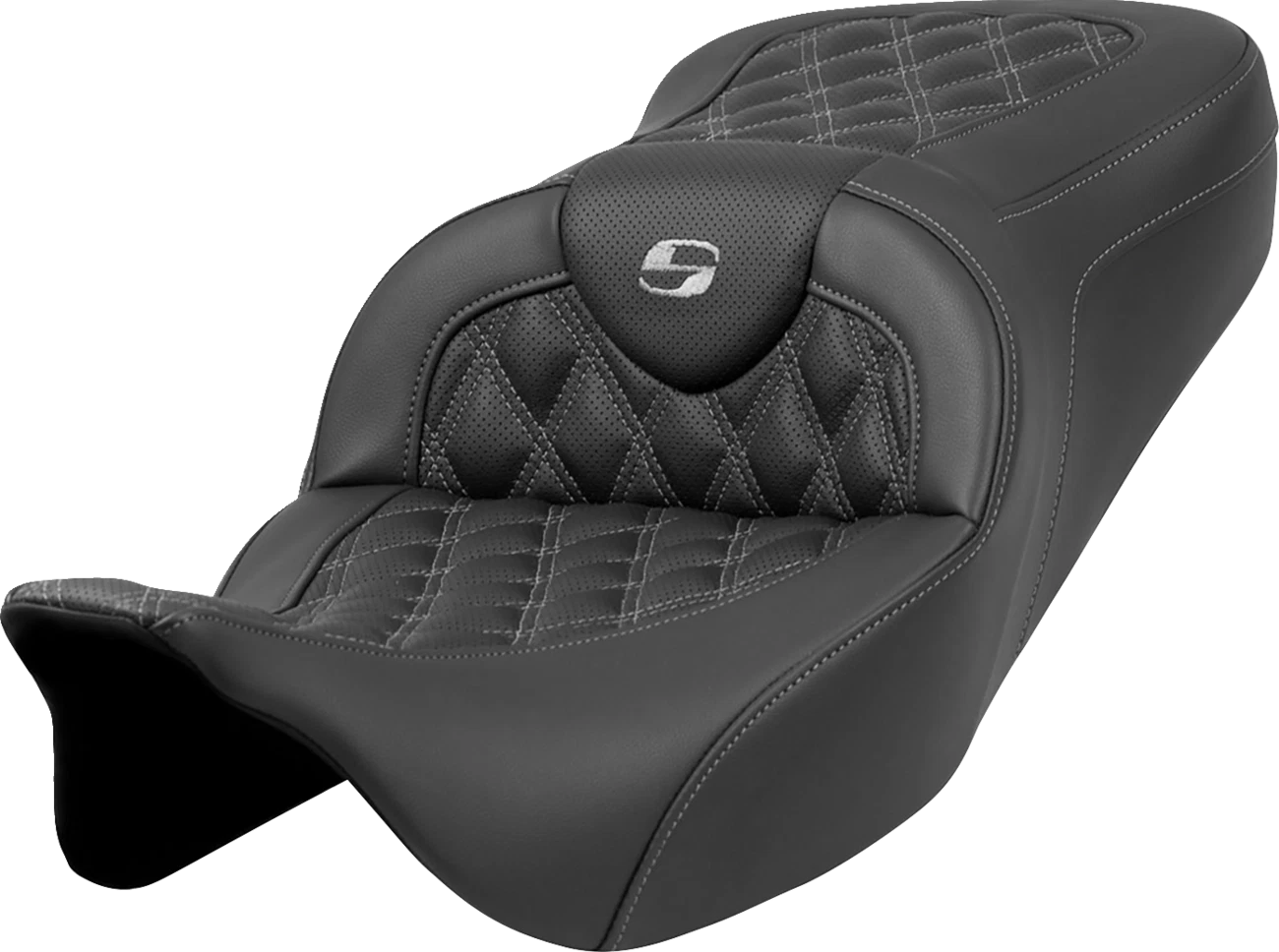 SADDLEMEN Roadsofa Seat for Motorcycle (Lattice Stitch, Dark Gray)